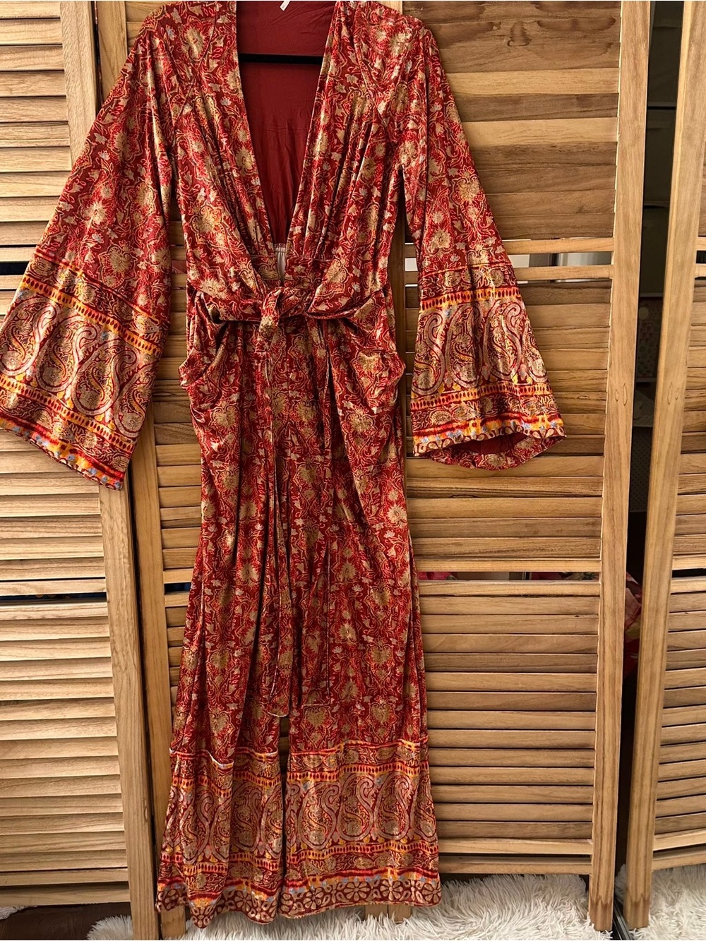 Free People Harper Velvet Bell Sleeve Jumpsuit in Sangria Size S - Picture 4 of 11